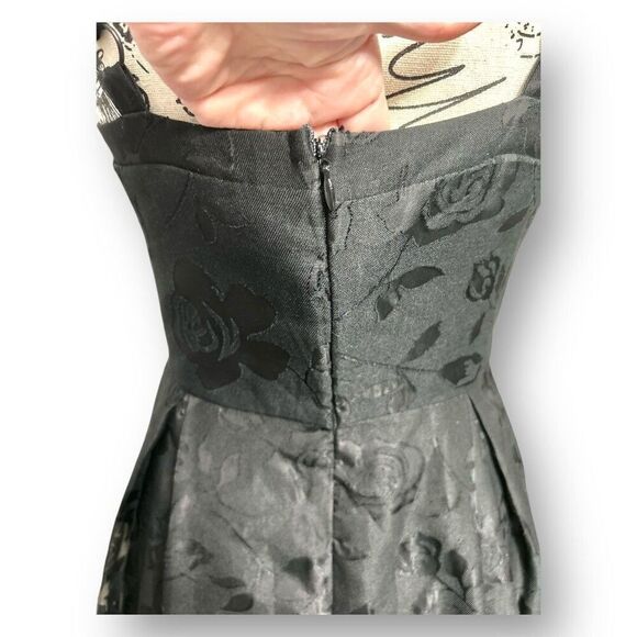 Lulus Flirtatious Crush Black Burnout Floral Pleated Bow Midi Dress Whimsygoth S - Picture 5 of 11